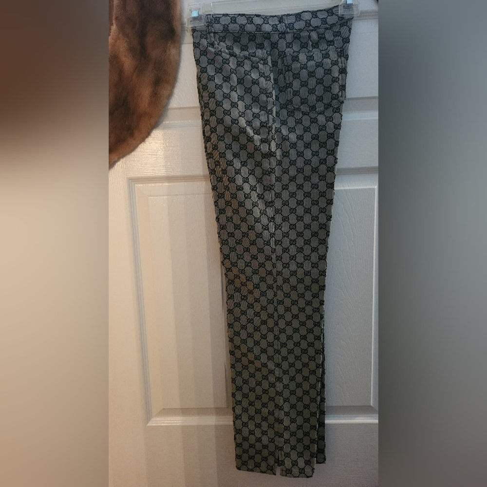 Gucci Monogram Straight Leg Pants in Black and Gray